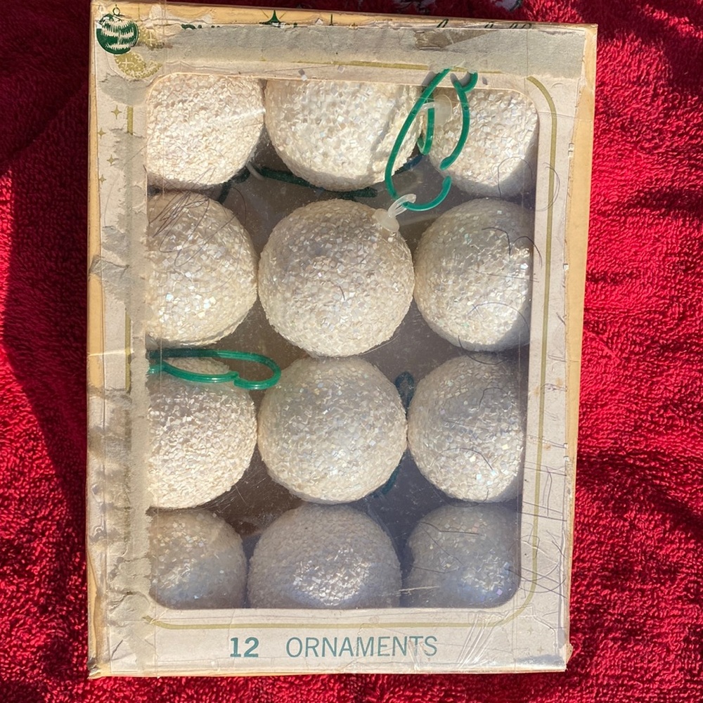 Christmas Pyramid Glitter Ornaments Unbreakable 12 Vintage